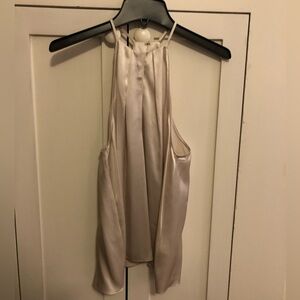 Amanda Uprichard silver/gray 100% silk halter top with keyhole at neck